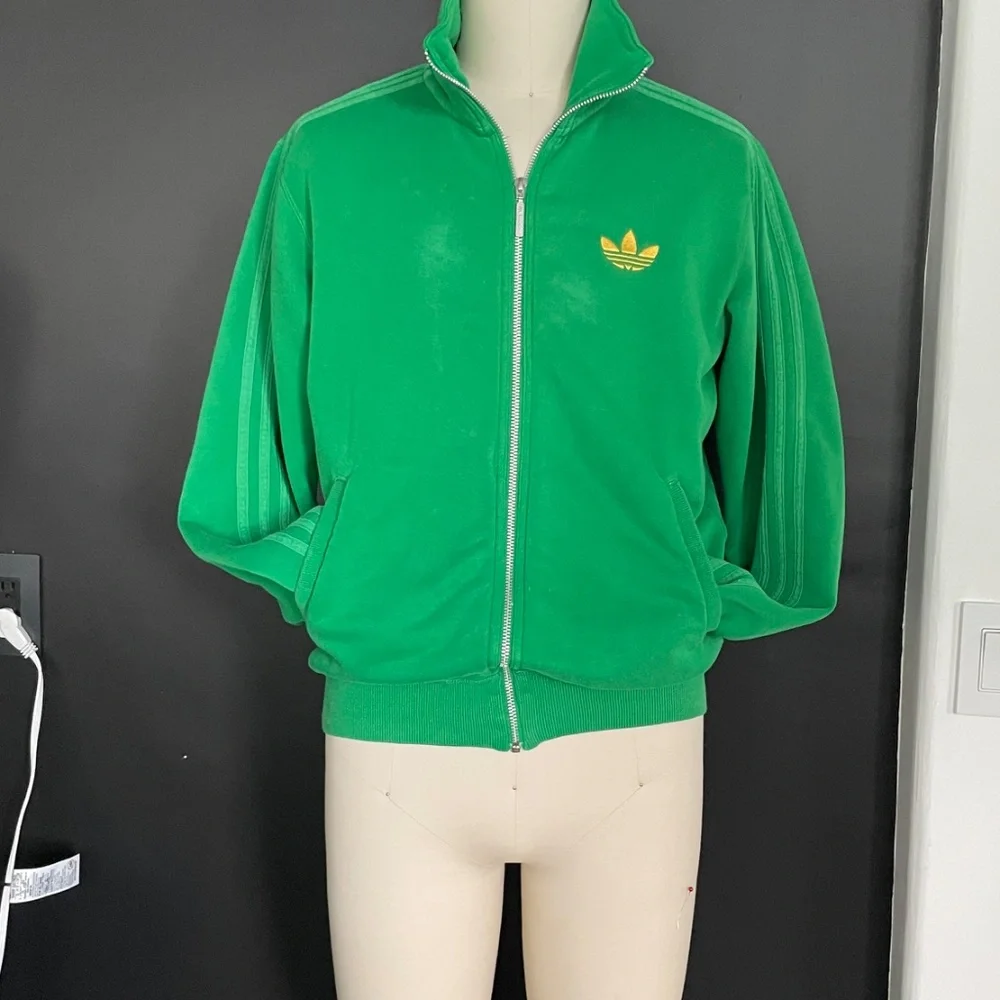 Adidas Vintage Green Cotton Blend Men's‎ Sweatshirt with Original Logo, Medium
